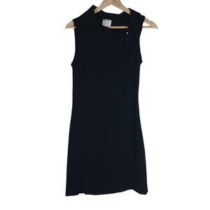 LA City Womens Shift Dress 36 Black Sleeveless Asymmetrical Collar Chic Fashion